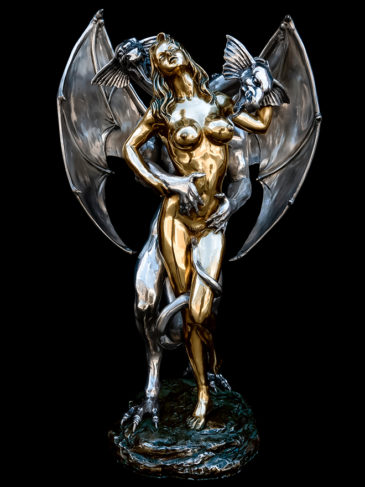 Dragón erótico<span> - </span>Oro/Plata - Estatua