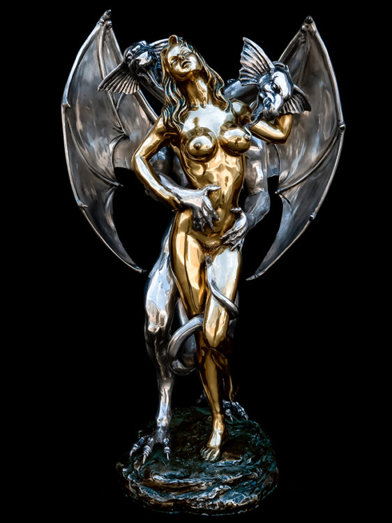 Dragón Erótico - Oro/Plata - Estatua