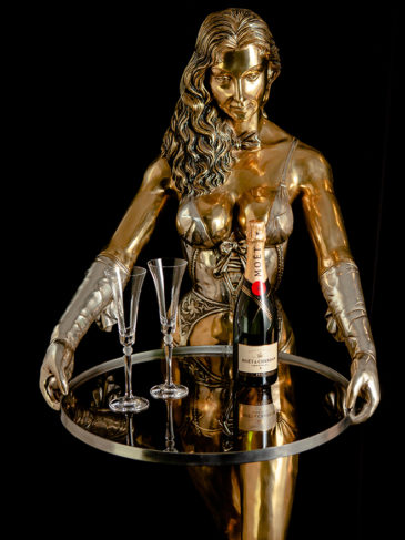 Waitress - Lifesize<span> - </span>Gold/silver - bronze sculpture
