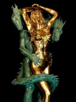 Dragons Beauty - Life Size<span> - </span>Gold/Green - bronze sculpture