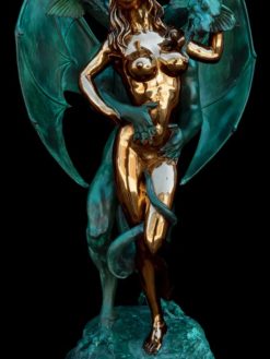 Erotic Dragon<span> - </span>Gold/Grün - Bronzeskulptur