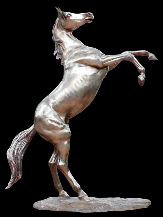 Rising stallion - Life-size - Silver - Classic sculpture