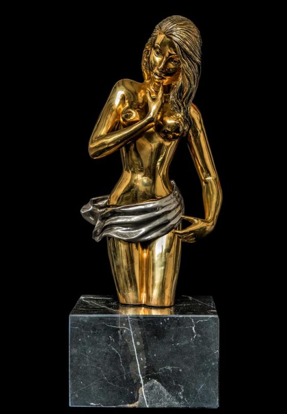 Inside Her - or/argent - sculpture en bronze