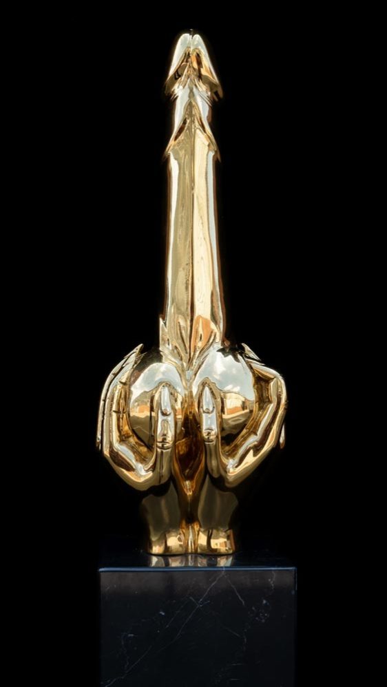 Phallus in Ladies Hand - Gold - Brass
