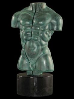 Torso Male<span> - </span>Antique green - bronze sculpture