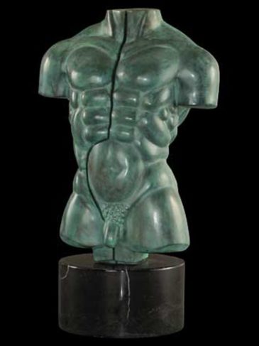Torse masculin<span> - </span>Vert antique - sculpture en bronze