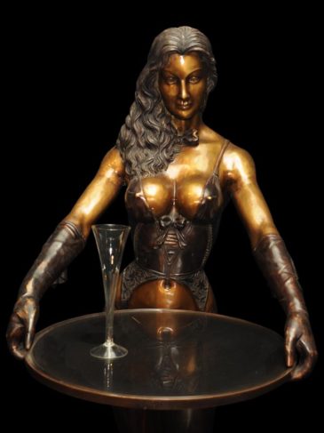 Camarera - Lifesize<span> - </span>Dos tonos de marrón - Escultura de bronce